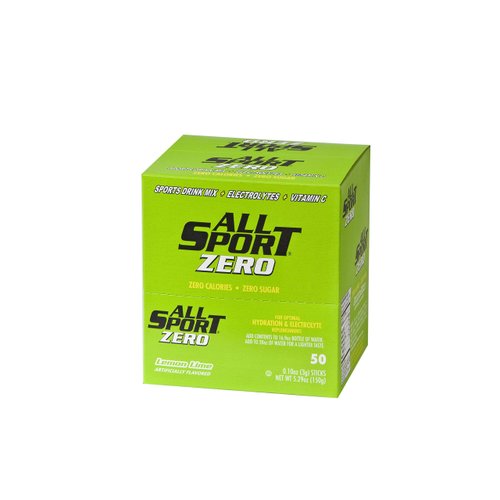 All Sport Powder Hydration Sticks | Zero Calorie | Performance Electrolyte Drink Mix | Sugar Free | 2x Potassium | Lemon Lime | 0.1 Ounce (Pack of 50)