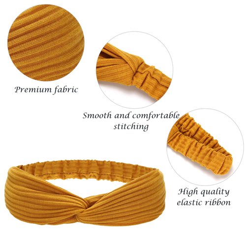 Folora 10pcs Twisted Criss Cross Elastic Headbands Soft Knitted Cotton Hair Bands for Women Girls