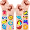 Generic 100 PCS Summer Pool Temporary Tattoos Birthday Party Decorations Favors Supplies Beach Balls Floats Swimming Pool Funny Items Decor Stickers For Girls Boys Gift School Prizes Rewards