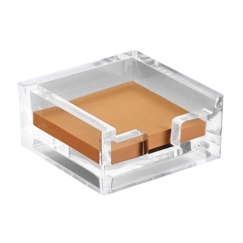 Modern Innovations 3 x 3 Crystal Clear Acrylic Notepad Holder W/O Pads - Sticky Notes Holder - Sticky Notepad Holder Perfect for Dorm Room and Office Desk Organization
