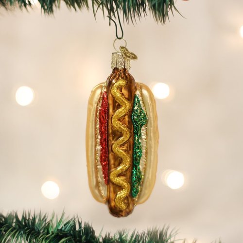 Old World Christmas Ornaments: Ballpark Foods Glass Blown Ornaments for Christmas Tree, Hot Dog