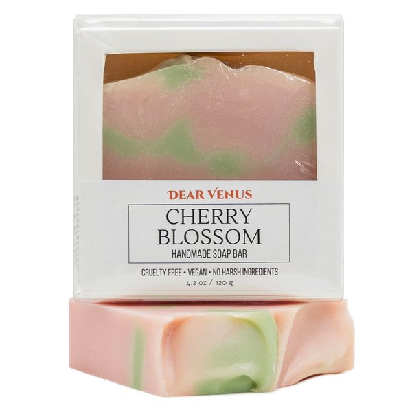 Dear Venus Handcraft Cold-Process Soap Bar, Cherry Blossom Scent (1 pack,) Handmade Body and Face Soap For Men And Women, Vegan, Cruelty Free, Made in USA, 4.2oz - Fresh Collection
