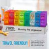 Month Pill Box Organizer - 3-Times-A-Day | Morning-Noon-Night - 30 Day Pill Case with 32 Daily Compartments for Vitamins, Supplements, Medication - Travel Monthly Pill Organizer 3 Times A Day