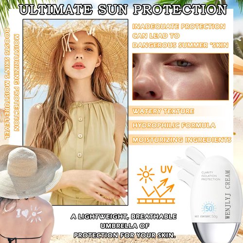 Hydrating Face Sunscreen,Tinted Moisturizer with SPF50 PA+,Lightweight Facial Sunscreen Long Lasting Sunblock,Soft Cream Texture,Face Primer,All-Day Wear
