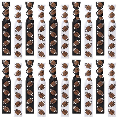Hanaive 20 Pcs Football Hair Ties Football Hairbands Football Themed Party Favors Elastic Ponytail Holders Football Scrunchie No Crease Ribbon Party Accessories for Women Football Team Gifts