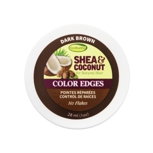 GroHealthy Shea & Coconut Color Edges - Edge Control for Black Hair, Holds Edges, Covers Grays, Adds Shine, Smooths Hair, No Flakes, No Residue, Sulfate-Free - Dark Brown, Single