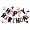 Happy Birthday Balloons Banner, 3D Mylar Foil Letter Birthday Balloons with 6pcs Star Balloons, Birthday Party Decorations for Kids Boys Men Adults Birthday Party Supplies, Black&Rose Gold