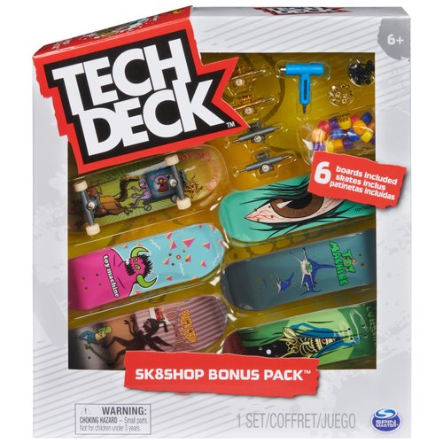 TECH DECK, Toy Machine Sk8shop Fingerboard Bonus Pack, Collectible and Customizable Mini Skateboards, Kids Toys for Ages 6 and up