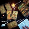 KLKOKVKE Tarot Cards Set for Beginners with Guide Book, Meanings on Them, PVC Waterproof, Including Card Holder, Table Mat, Seven Chakra Stones, and Crystal Pendulum(Golden 05)