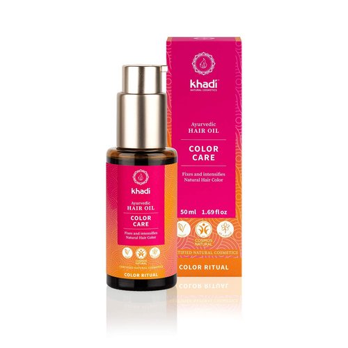 Khadi Color Care Hair Oil - Herbal Treatment for Natural Hair Color, Shine, UV & Color Protection, Silicone-free, Ayurvedic, Vegan, Organic Beauty 1.69oz