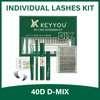DIY Lash Extension Kit KEYYOU 300Pcs Individual Eyelash Extension Kit 40D 0.07D Curl 9-18MIX Lash Clusters Kit with Lash Glue Remover Applicator Easy to Use for Beginners(Kit-40D-0.07D,9-18MIX)