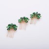 Teyglen Simple Rhinestones Crystal Bride Wedding Hair Comb Set Handmade Red Green Black Crystal Side Hair Combs Bridal Hair Jewelry Set for Women Bride Girls (Green)