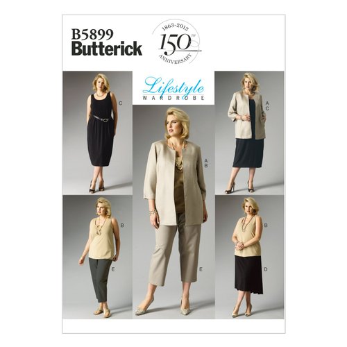 BUTTERICK PATTERNS B5899 Women's Jacket/Top/Dress/Skirt and Pants Sewing Patterns, Sizes 18W-20W-22W-24W