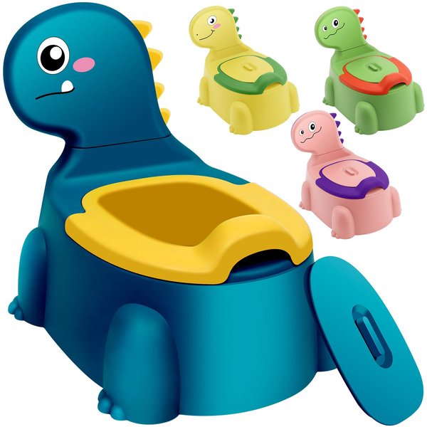 Potty Seat potty Training Chair Baby Toddler Boys Girls Toddler Dinosaur Potty Comfortable children 1-6 years old Baby toilet Toddler Animal potty seat with lid back potty trainer (Blue)