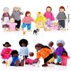 20 Pcs Wooden Dollhouse Family Set of 16 Mini People Figures and 4 Pets, Dollhouse Dolls Wooden Doll Family Cosplay Figures Accessories for Pretend Dollhouse Toy (Cute Style)
