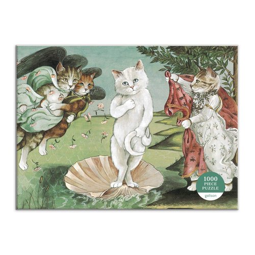 Galison Birth of Venus Meowsterpiece of Western Art 1000 Piece Puzzle from Galison - Beautifully Illustrated Parody of Boticelli's Iconic Work, 27" x 20", Unique Gift Idea