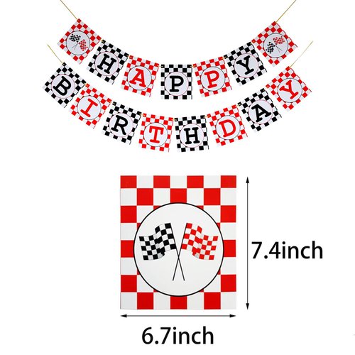 Race Car Birthday Banner, Checkered Happy Birthday Banner Race Car Birthday Party Decorations Checkered Flags Racing Banner Boys racing themed birthday decorations