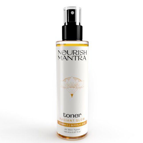 Nourish Mantra Radiant Glow Toner/Face Toner Formulated with Vitamin C, Glycolic Acid, and Vitamin B5/ Glowing Skin & Pore Tightening Toner for Men & Women 150ml