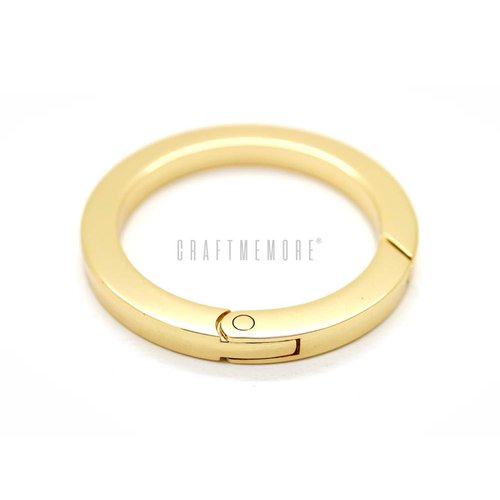 CRAFTMEMORE Metal O Ring Spring Opening Purse Making Snap Angle-Edge O-Rings Clip Key Ring Holder 2pcs SCOF (1 1/2 Inch, Gold)