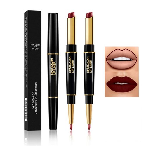 GHFCZOO Matte Lipstick Set, 3 Pieces, Nude Shades, Lip Liner (Ripe Tomato, 2 Pieces)