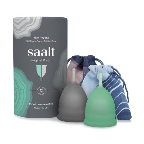Saalt Twin Pack - Reusable Medical-Grade Silicone Period Cup - Wear for 12 Hours - Saalt Soft & Original firmness (Regular)