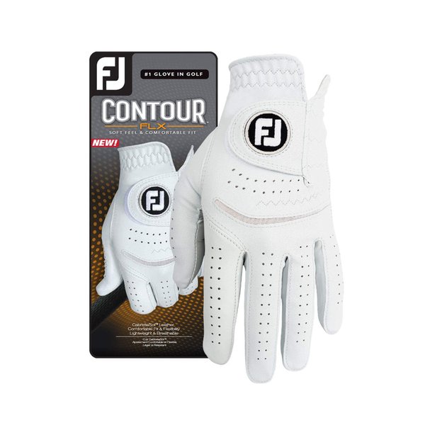 FootJoy Men's Contour FLX Golf Glove, Pearl, Small, Worn on Right Hand