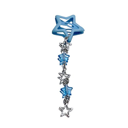 ZHIZHOUNEY Hair Clip Charming Side Banger Hairpin Colorful Five Pointed Star Hair Clip Handmade Pentagrams Pendent Hair Jewelry Daily Hair Accessory, Blue
