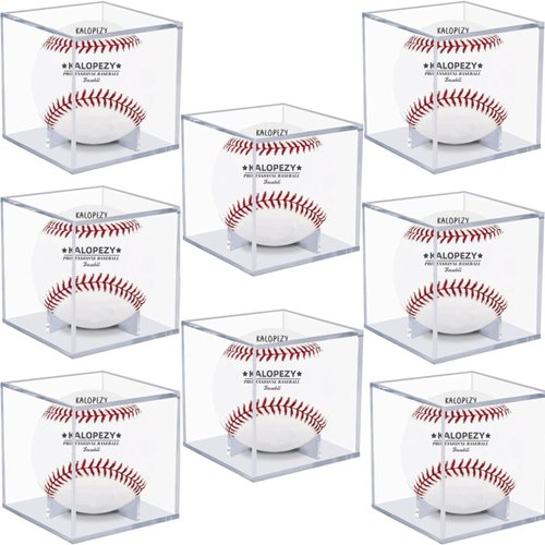 8 Pack Baseball Display Case, UV Protected Acrylic Boxes for Display,Clear Display Case Baseball Cube Memorabilia Showcase Autograph Ball Protector