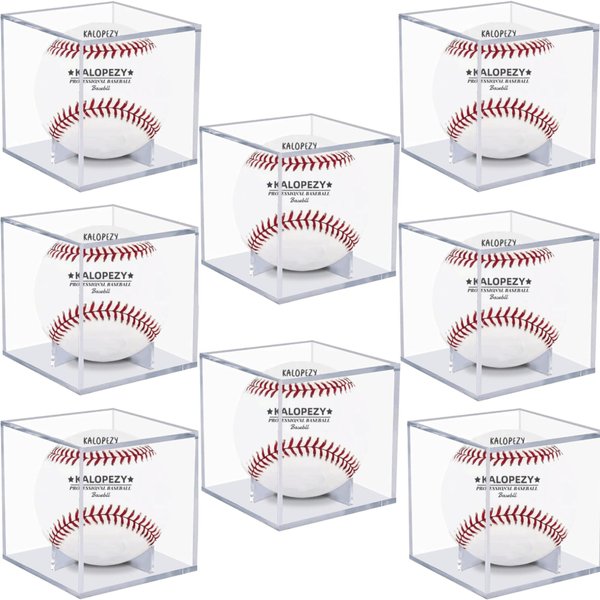 8 Pack Baseball Display Case, UV Protected Acrylic Boxes for Display,Clear Display Case Baseball Cube Memorabilia Showcase Autograph Ball Protector