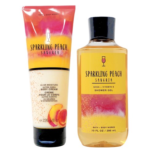 Bath & Body Works Sparkling Peach Sangria - Duo Gift Set- Body Cream and Shower Gel