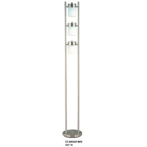 3-light Adjustable with Sllver Base Floor Lamp-white