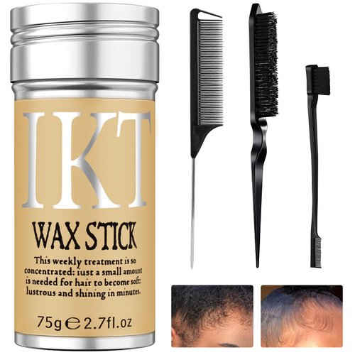 Hair Wax Stick for Wigs with Brushes Bed Head Stick Edge Control Slick Stick Hair Pomade Stick Non-greasy Styling Wax 2.7 Oz, Long Lasting, Temporary Hair Styling Product for Edge Frizz Hair