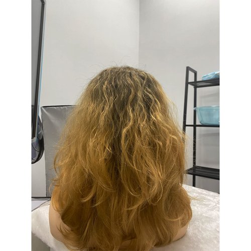 TS Curly Middle Part Wig Long Dark Brown Synthetic Hair for Men Cool Middle Part Exquisite Wig