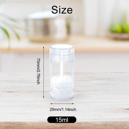 15ml/0.5oz Deodorant Containers Plastic Clear Twist-up Bottom Filling Stick Refillable Deodorant Bottles Lip Balm Tubes for DIY&Travel-10 Pack