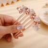 Jumwrit Wedding Crystal Hair Comb Long Rhinestone Butterfly Hair Side Comb Vintage Bride Bridesmaid Headpiece Bridal Hair Clip Comb Jewelry for Women Girls(Rose Gold)