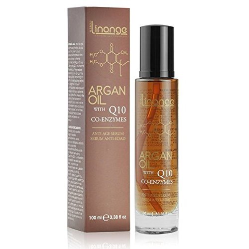 LINANGE Anti Age Serum with Argan Oil and Q10 Co-enzymes 3.38 Oz - Free Starry Lip Plumping Gloss 10ml