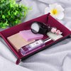 SIQUK Double Sided Dice Tray Folding Rectangle PU Leather and Dark Rose Red Velvet Dice Holder