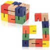 Wooden Flexible Fidget Mini Twist Cube Puzzles - 12 Pack - Stretchable 3D Puzzles Wood Twist Blocks for Anxiety Fidgeting or Party Favors