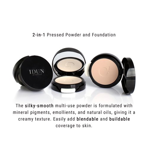 Idun Minerals - 2-In-1 Pressed Powder and Foundation - Multi-functioning Powder With A Perfecting Matte Finish - Easily Blendable And Buildable, Vegan Formula - Osterlen Medium - 0.27 oz