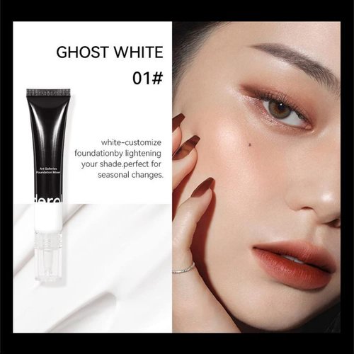 Ofanyia Liquid Foundation, Foundation Mixing Pigment, Corrector Foundation Shade Adjuster, Sweat-Proof Long Lasting Silky-Smooth Liquid Foundation Mixer, Blends Easily With Foundation (01#Ghost White)