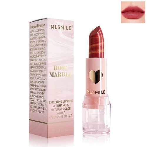 BEUKING Marble Matte Lipstick, Velvet Silk Lip Gloss, Nude Highly Pigmented Long Lasting, Hydrating Non-Sticky, Full Coverage Lightweight, Waterproof Lip Contouring Cosmetic (4# FLOWER, 0.11 OZ)