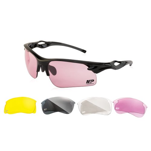Smith & Wesson M&P Harrier Half Frame Interchangeable Shooting Glasses with Impact Resistance and Anti-Fog Lenses for Shooting, Working and Everyday Use,Black,One Size