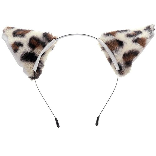 E-TING Cat Fox Fur Ears Hair Clip with Headband Hairband Anime Party Costume Cosplay Accessories (Cute Leopard)