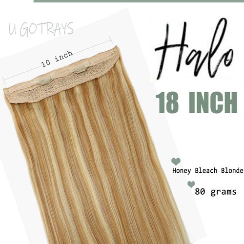 18inch Straight Wire Hair Extensions Honey Bleach Blonde Straight Real Invisible Adjustable Wire Hair Extensions One Piece 80g/Set