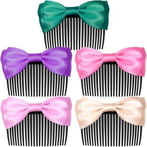 MARY LAVENDER Hair Clips, 5pcs French Hair Clip with Bows for Bangs, Hair Pin Clips, Hair Accessories, Hair Styling Decorative Comb for Women and Kids Girls, Retro, Wedding