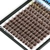 Hannahool 120pcs D Curl Individual Wide Stem Brown Cluster DIY Eye Lashes Extensions Mixed 12-14mm/14-16mm/16-18mm Makeup Dramatic Volume Lashes (Brown-14-16mm)