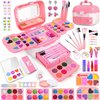 Auney 80 PCS Kids Makeup Kit for Girls 5 6 7 8 Years Old, Unicorn Girls Toy for Little Girls Birthday, Princess Dolls Dress Up Toy for Performance Dance Show Role Play Party