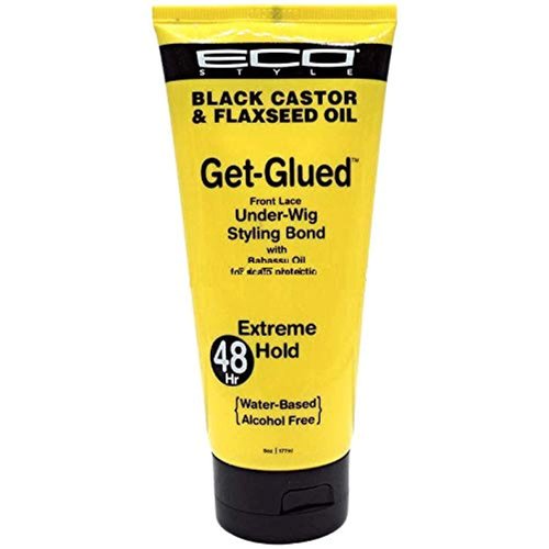 Eco Styler Black Castor & Flaxseed Oil Get Glued Front lace Under- Wig Styling Bond 48 hour Extreme Hold