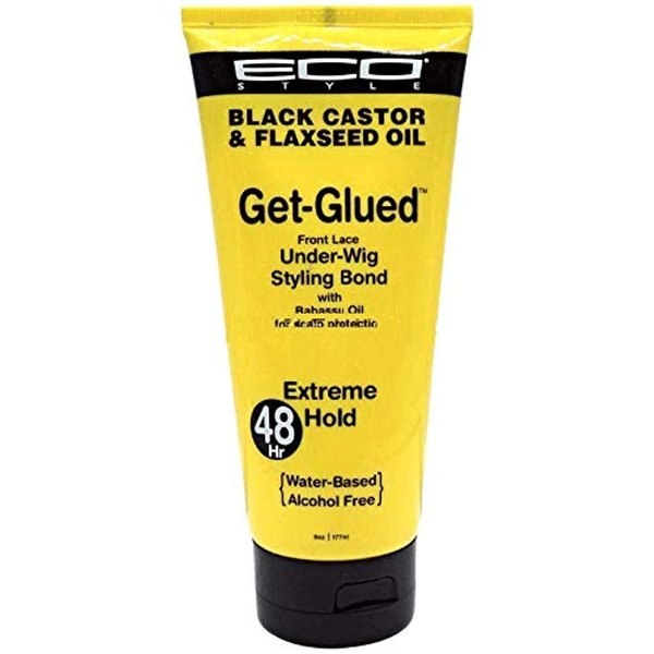 Eco Styler Black Castor & Flaxseed Oil Get Glued Front lace Under- Wig Styling Bond 48 hour Extreme Hold
