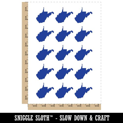 West Virginia State Silhouette Temporary Tattoo Water Resistant Fake Body Art Set Collection - 15 2" Tattoos (1 Sheet)